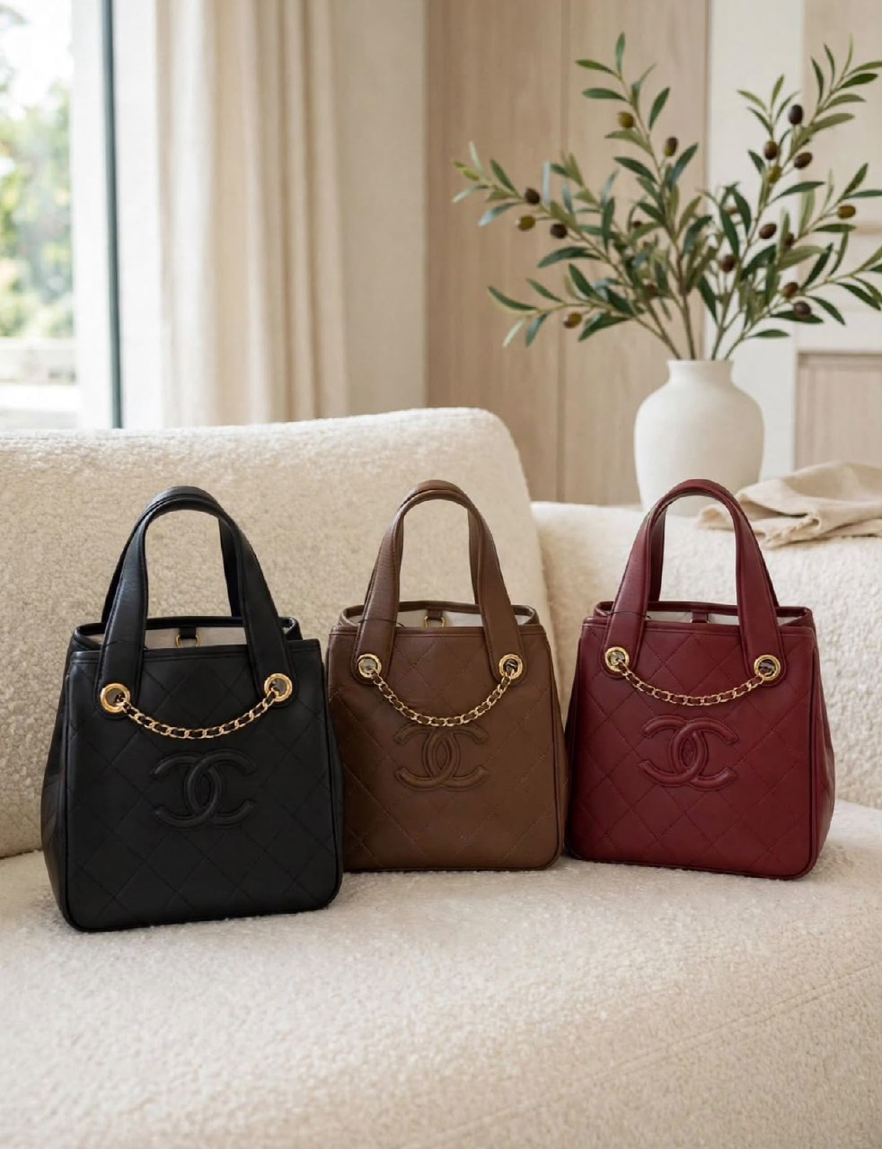 Chanel Boxy Tote Bag - Brown, Black, Burgundy
