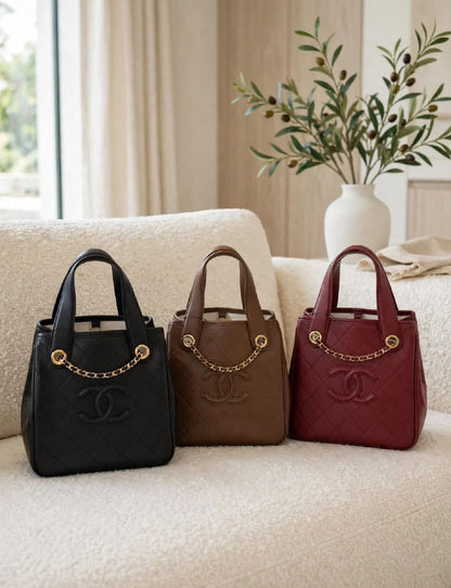 Chanel Boxy Tote Bag - Brown, Black, Burgundy