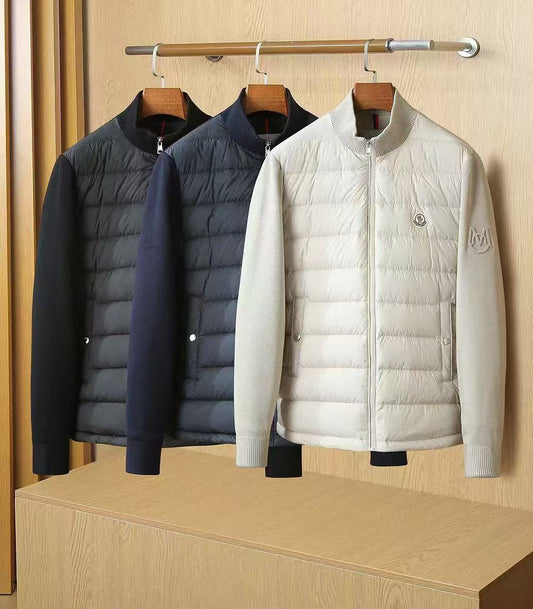 Moncler Knit-Sleeve Jacket - White, Black, Navy