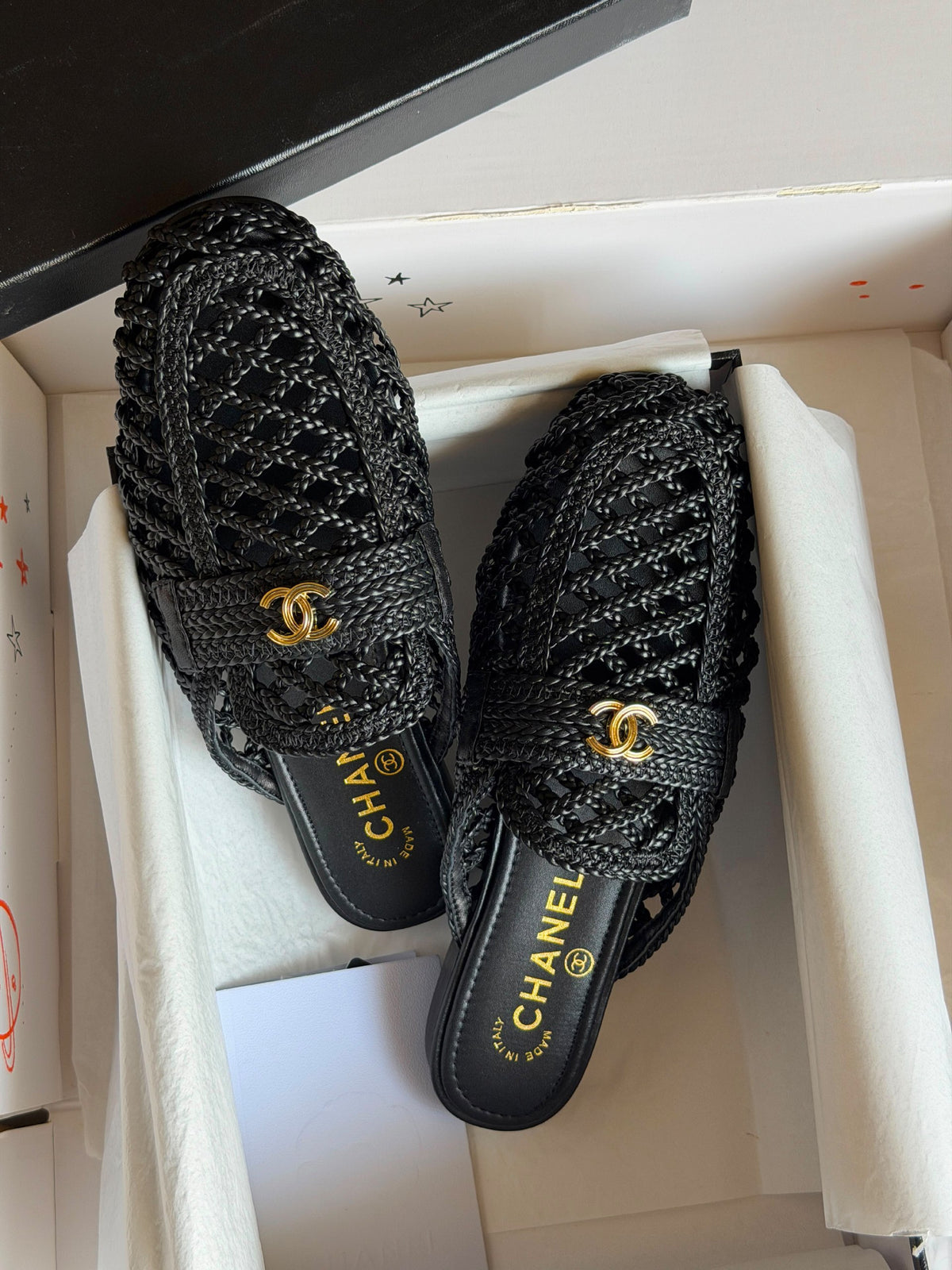 Chanel Braided Strap Mules - Black