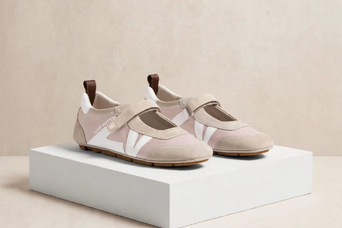 Louis Vuitton Strap Sneakers - Pink & Beige Suede
