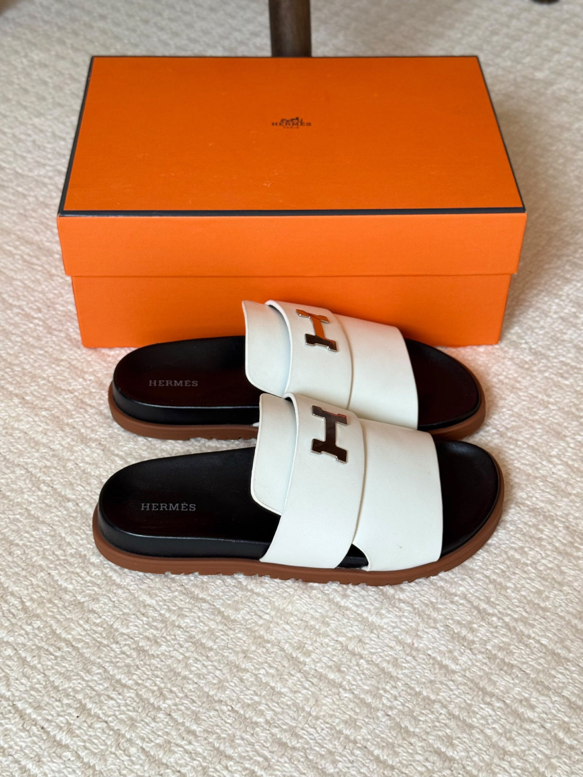 Hermes Slippers - White