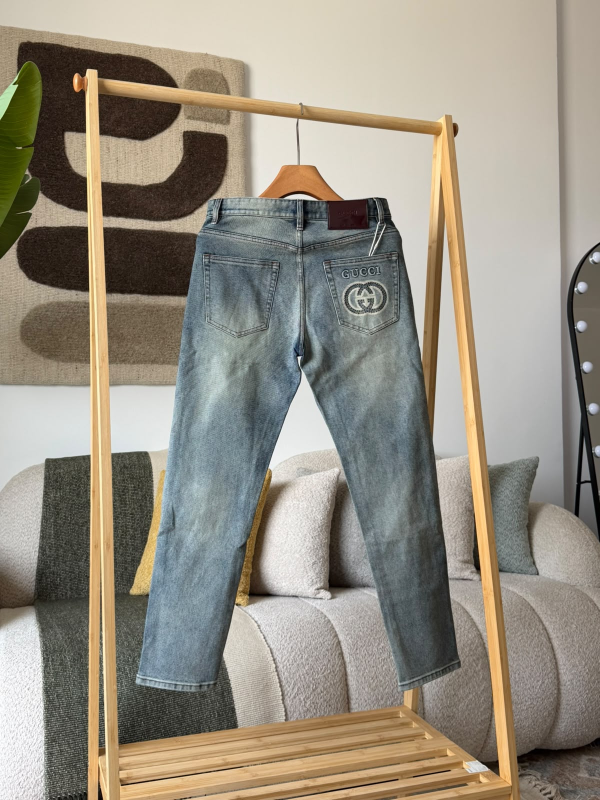 Gucci Jeans Pants Studded Logo - Blue