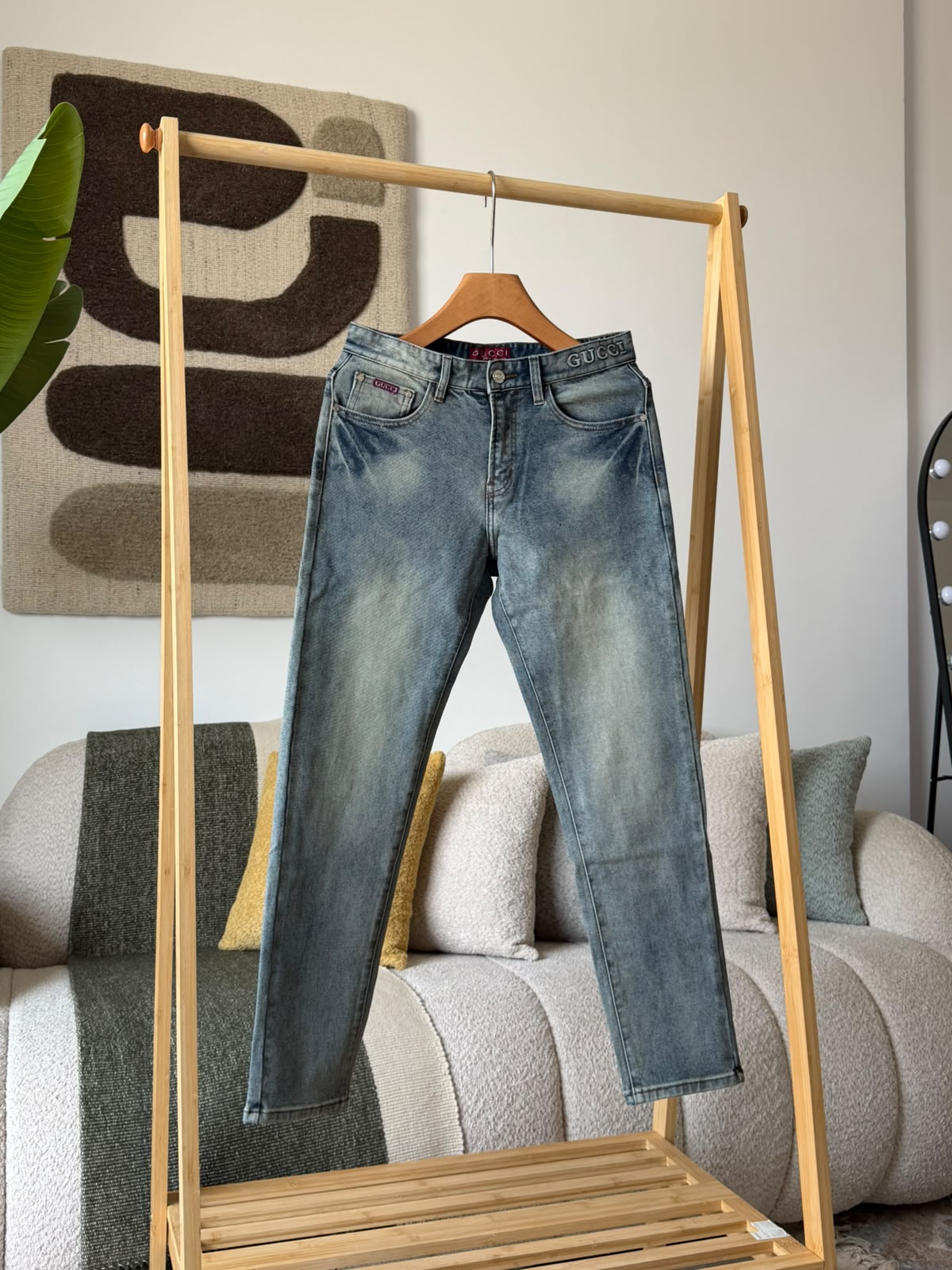 Gucci Jeans Pants Studded Logo - Blue