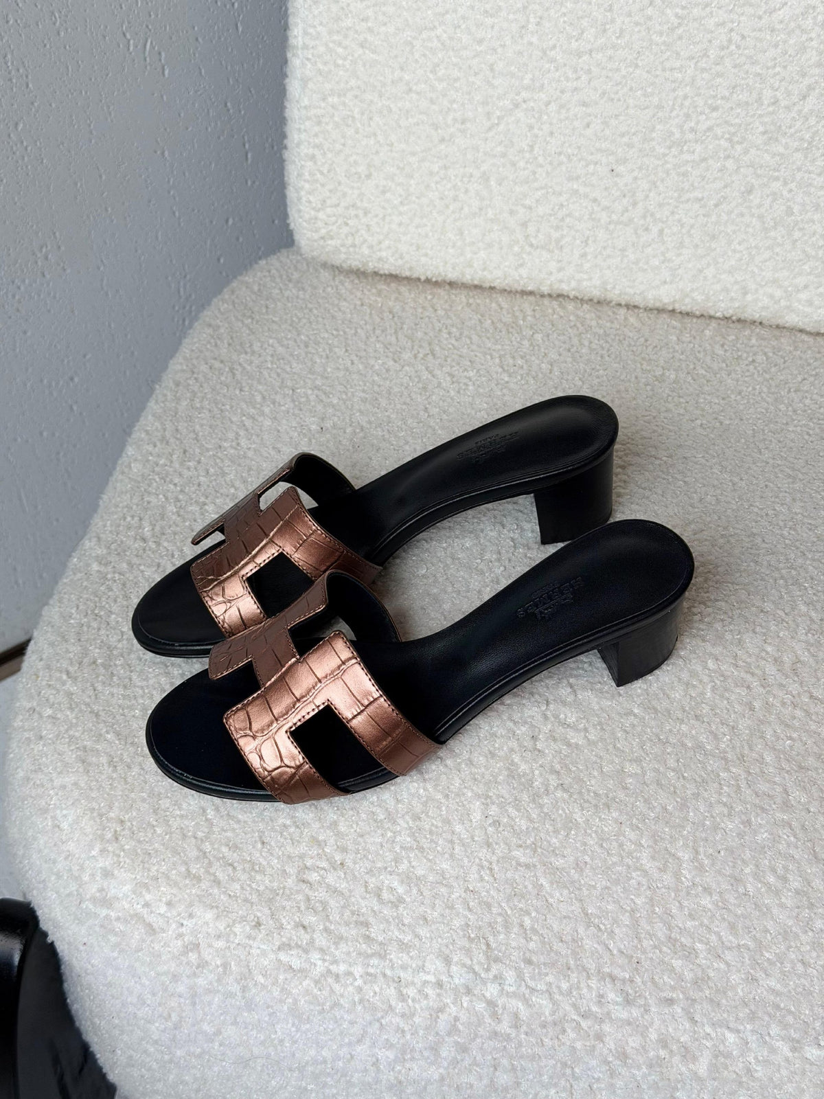 Hermès H-Strap Heels - Brown Embossed