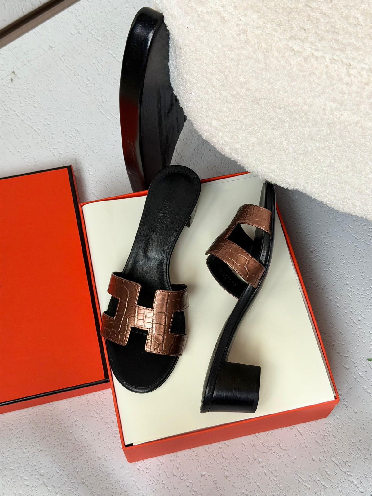 Hermès H-Strap Heels - Brown Embossed