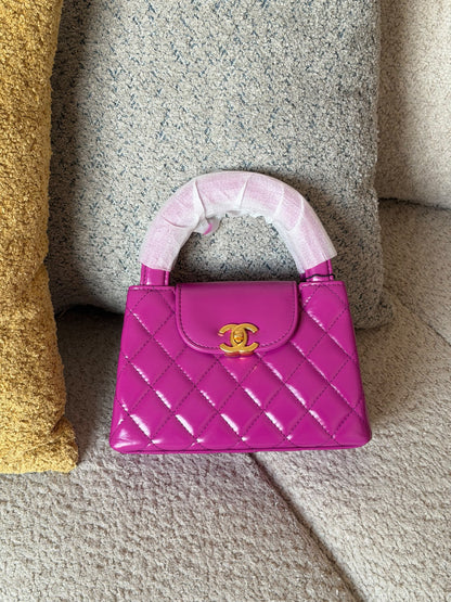 Chanel Quilted Flap Handbag - Black, Purple, Pink, Burgundy, Yellow, Silver, Red