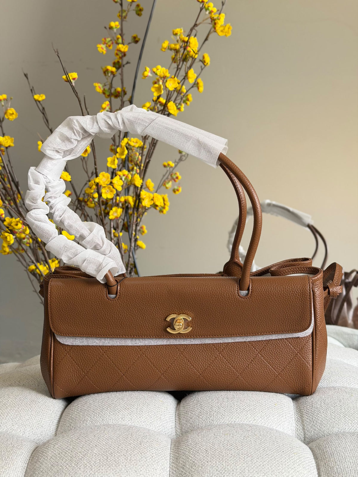 Chanel Banded Handbag - Brown