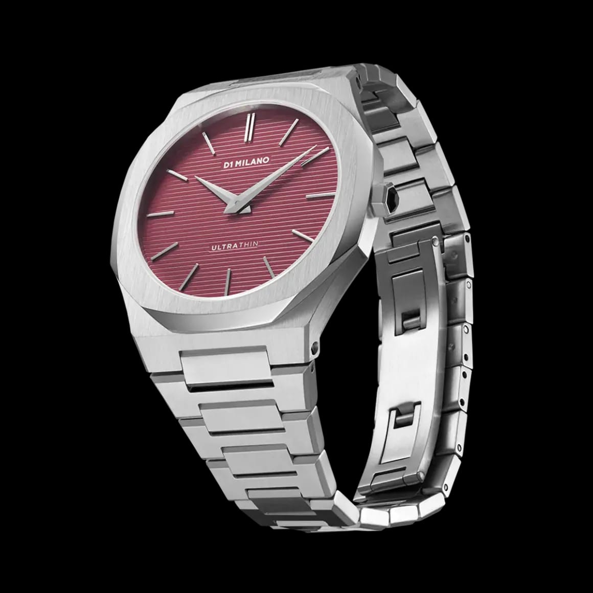 D1 Milano Watch Silver Pink Striped Dial - 