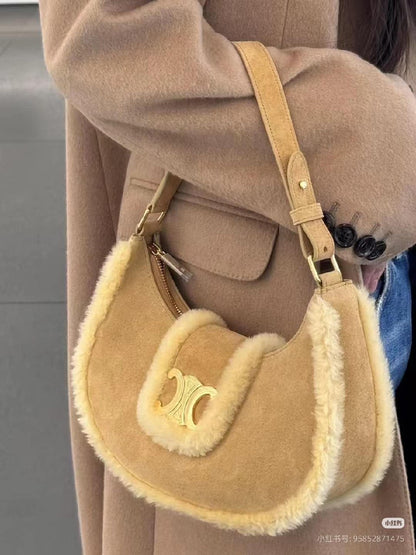 Celine Crescent Shoulder Bag - Beige
