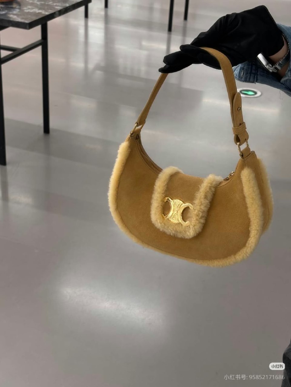 Celine Crescent Shoulder Bag - Beige