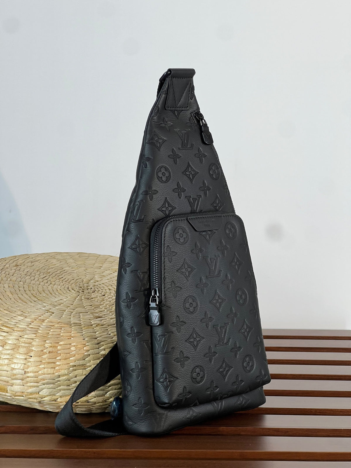 Louis Vuitton Crossbody Bag Triangular Zip Pocket - Black Embossed