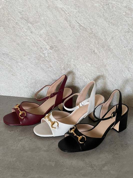 Gucci Horsebit Slingback Heels - Burgundy, White, Black