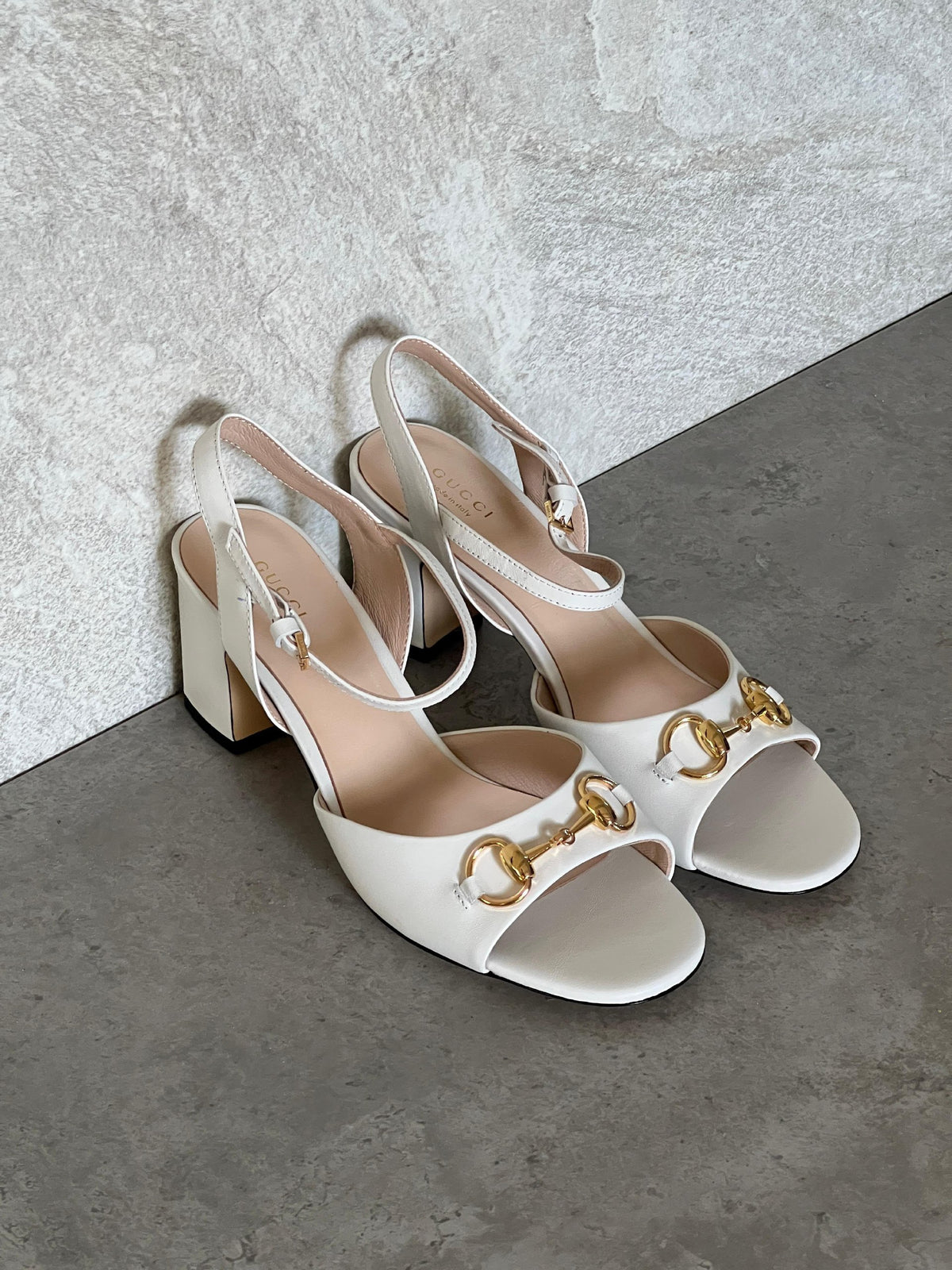 Gucci Horsebit Slingback Heels - Burgundy, White, Black