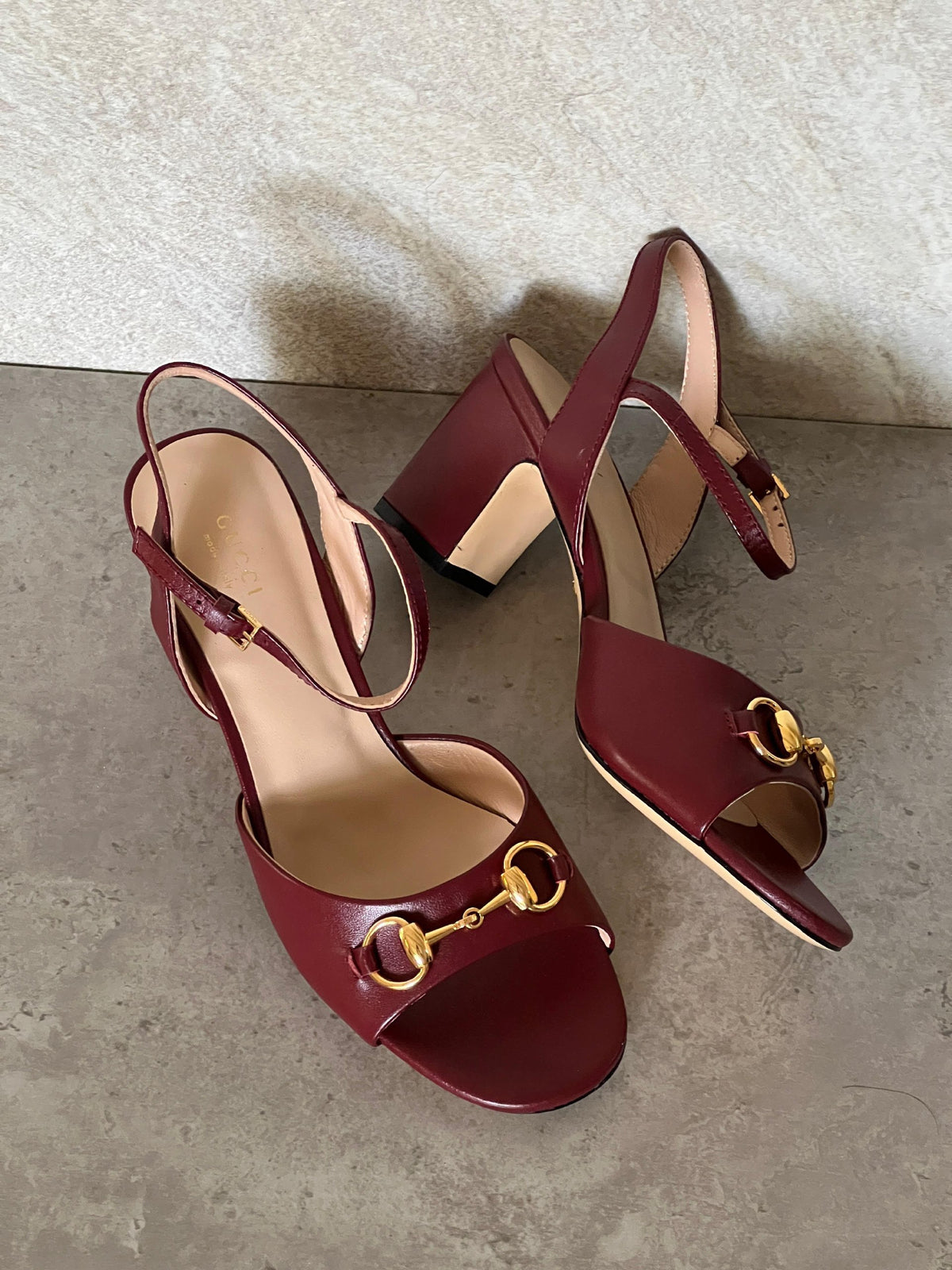 Gucci Horsebit Slingback Heels - Burgundy, White, Black