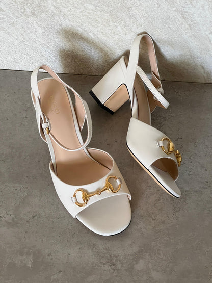 Gucci Horsebit Slingback Heels - Burgundy, White, Black