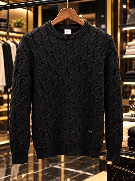 Dior Cable-Knit Sweater - Black