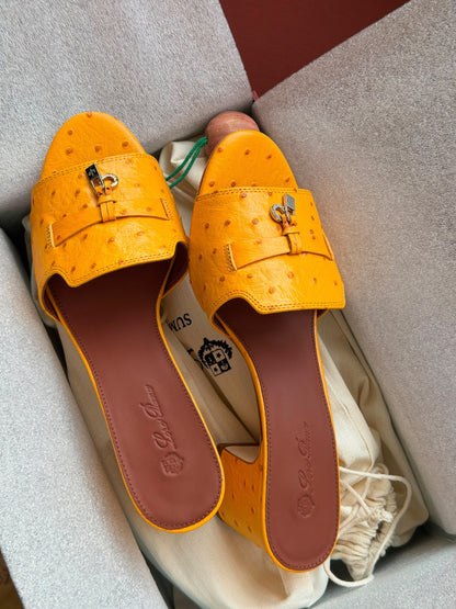 Loro Piana Heels - Orange Embossed