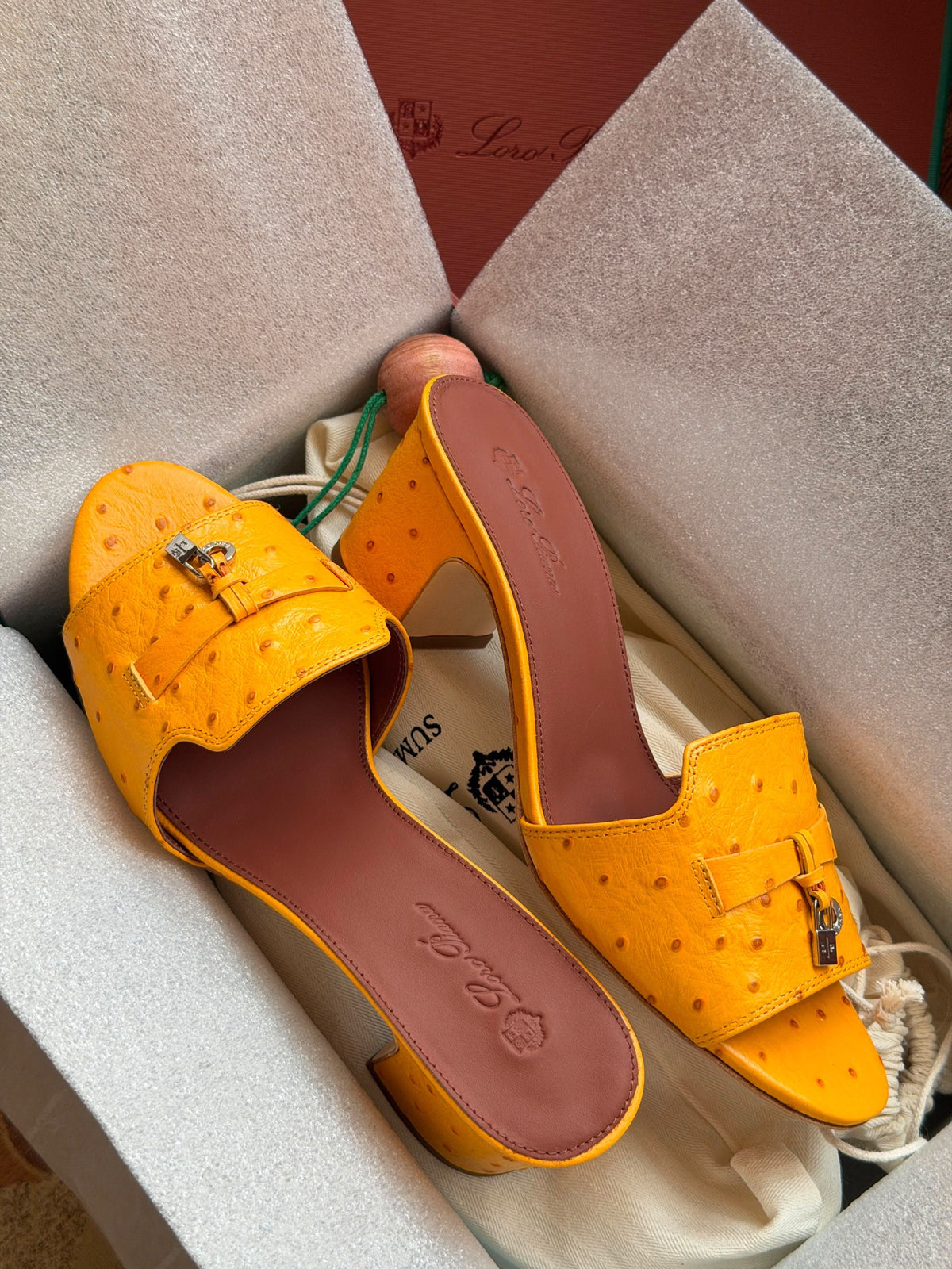 Loro Piana Heels - Orange Embossed