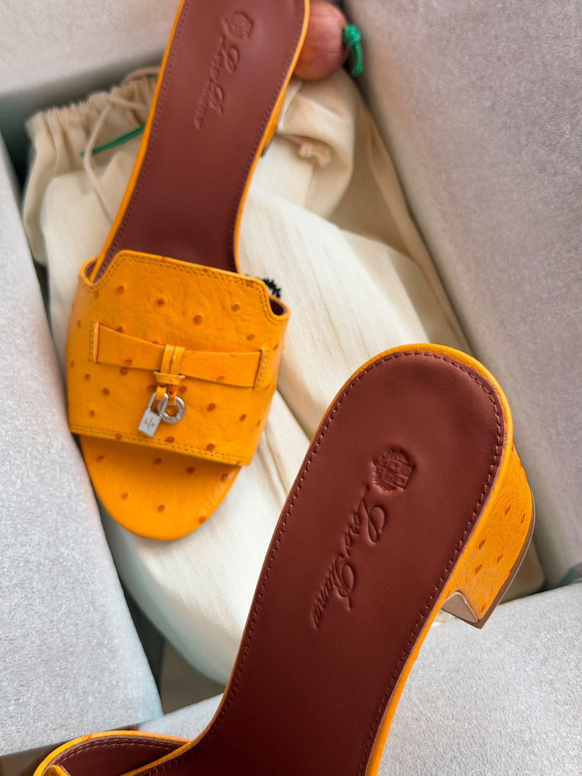 Loro Piana Heels - Orange Embossed