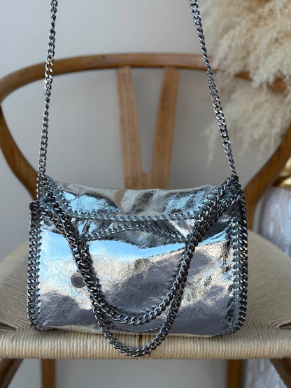 Stella McCartney Foldover Shoulder Bag - Silver