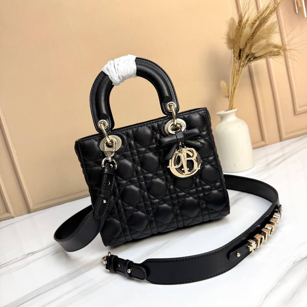 Dior Quilted Top-Handle Handbag - Black