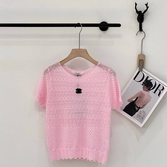 Chanel Knitted T-Shirt Openwork - Pink