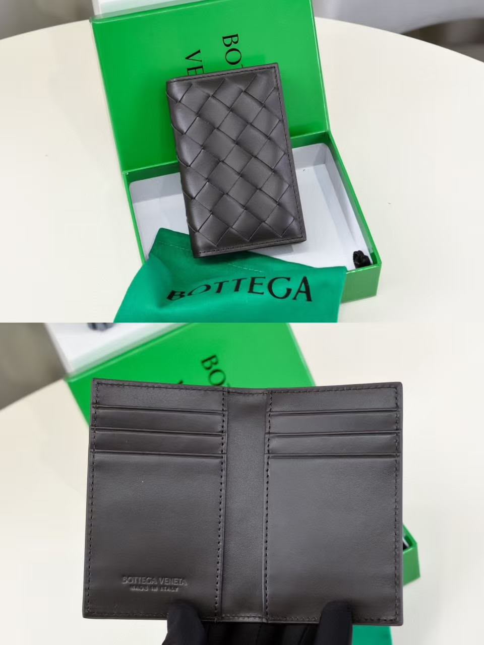 Bottega Veneta Woven Wallet - Dark Grey