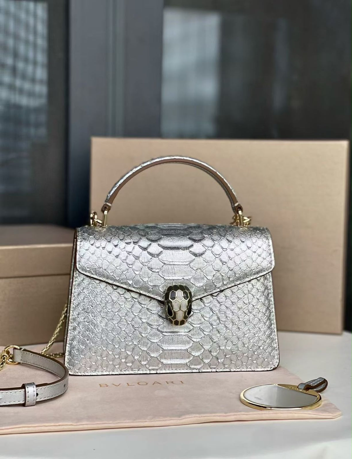 Bulgari Envelope Flap Handbag - Silver