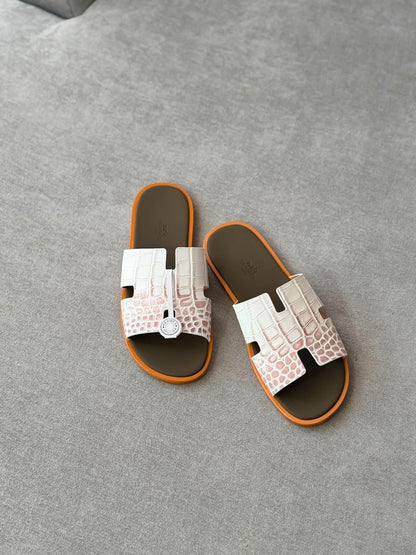 Hermes Slippers - White & Pink