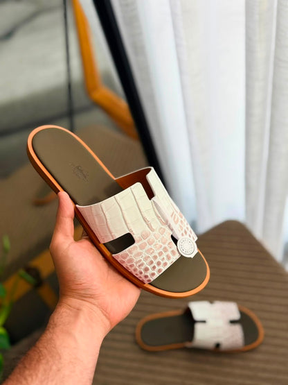 Hermes Slippers - White & Pink