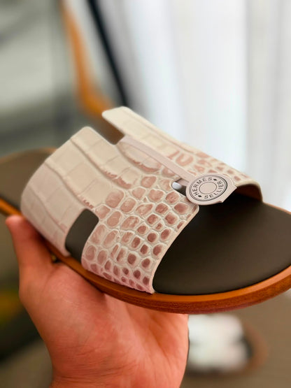 Hermes Slippers - White & Pink