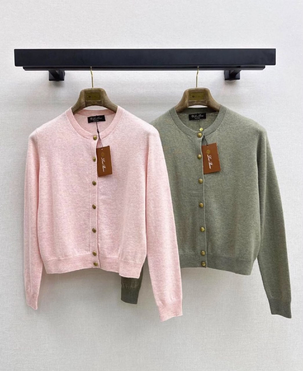 Loro Piana Rib-Trim Cardigan - Green, Pink