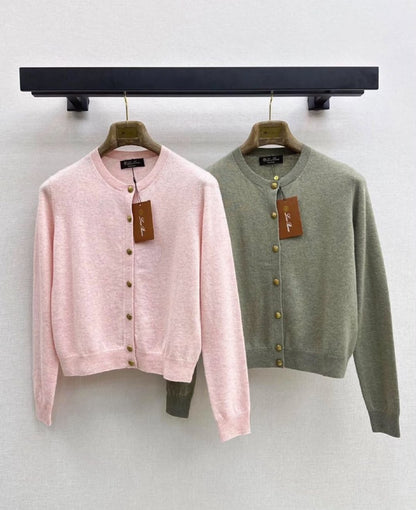 Loro Piana Rib-Trim Cardigan - Green, Pink