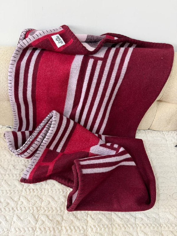 Hermès Blanket Geometric Stripe - Burgundy
