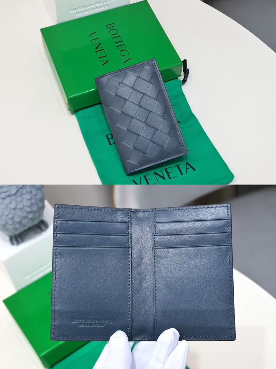 Bottega Veneta Woven Wallet - Navy