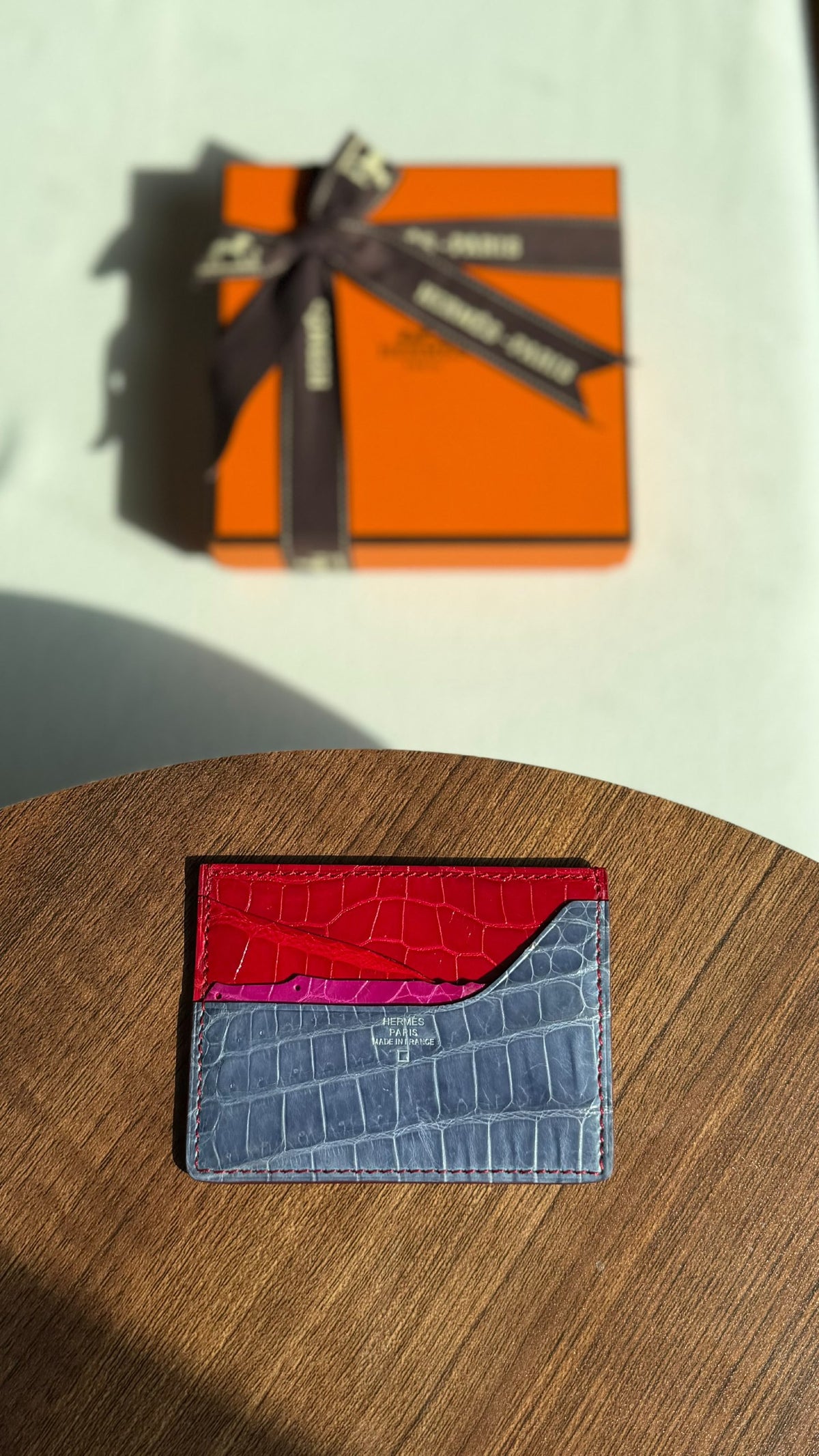 Hermes Card Holder - Grey Embossed