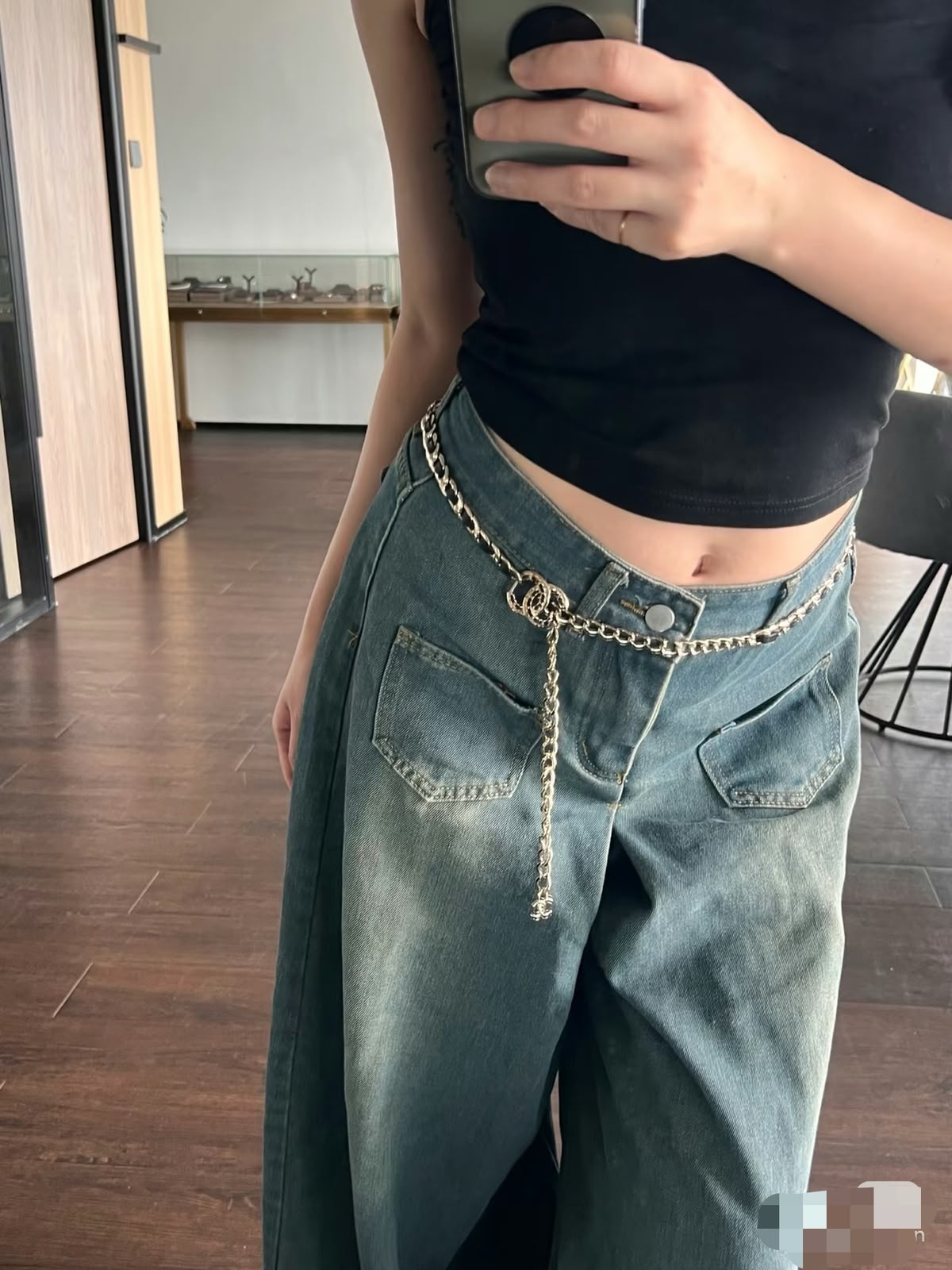 Chanel Inset Link Belt - Black