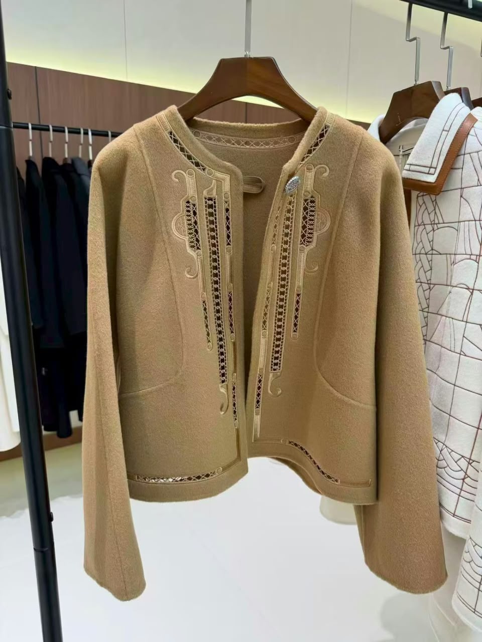 Hermes Open-Front Jacket - Beige
