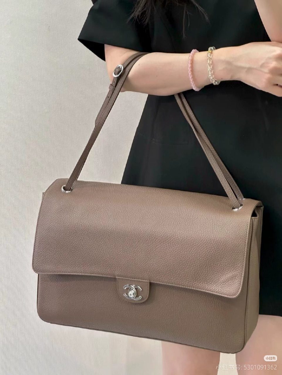 Chanel Structured Flap Shoulder Bag - Beige