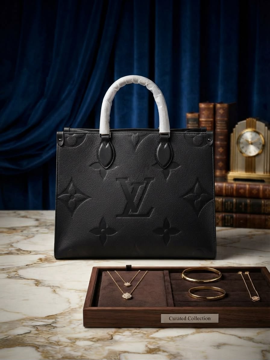 Louis Vuitton Structured Tote Bag - Black Embossed