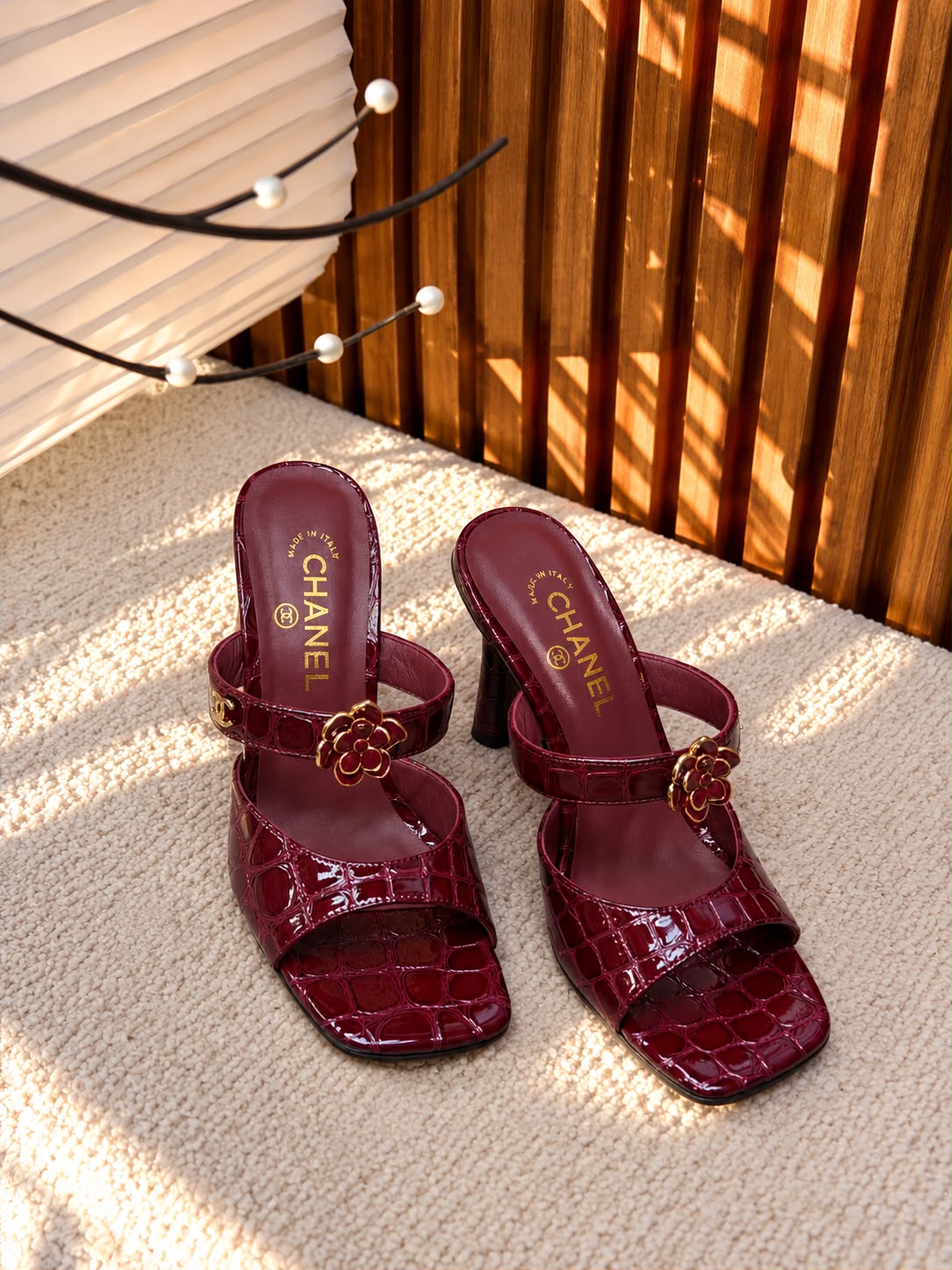 Chanel Heels - Burgundy Embossed