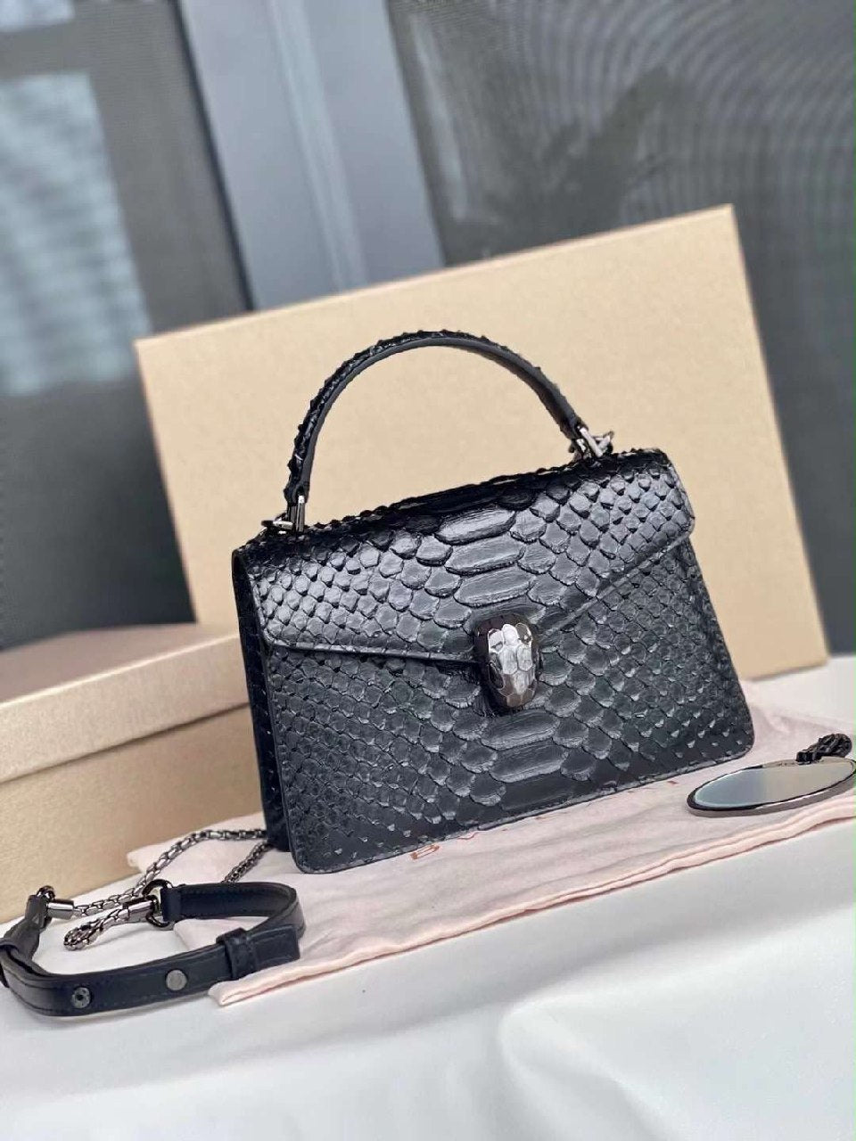 Bulgari Envelope Flap Handbag - Dark Grey