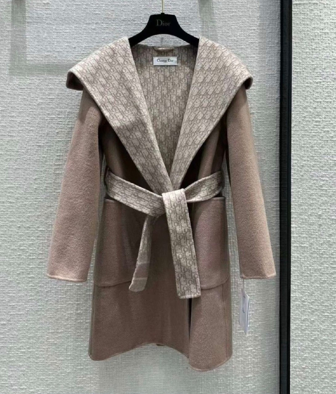 Dior Belted Monogram-Lapel Coat - Beige Monogram
