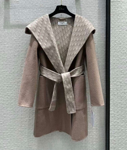 Dior Belted Monogram-Lapel Coat - Beige Monogram
