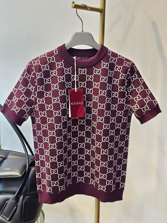 Gucci Knitted T-Shirt - Burgundy Monogram