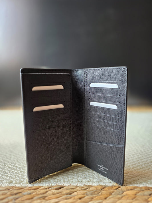 Louis Vuitton Brazza Diamond-Pattern Wallet - Black Embossed
