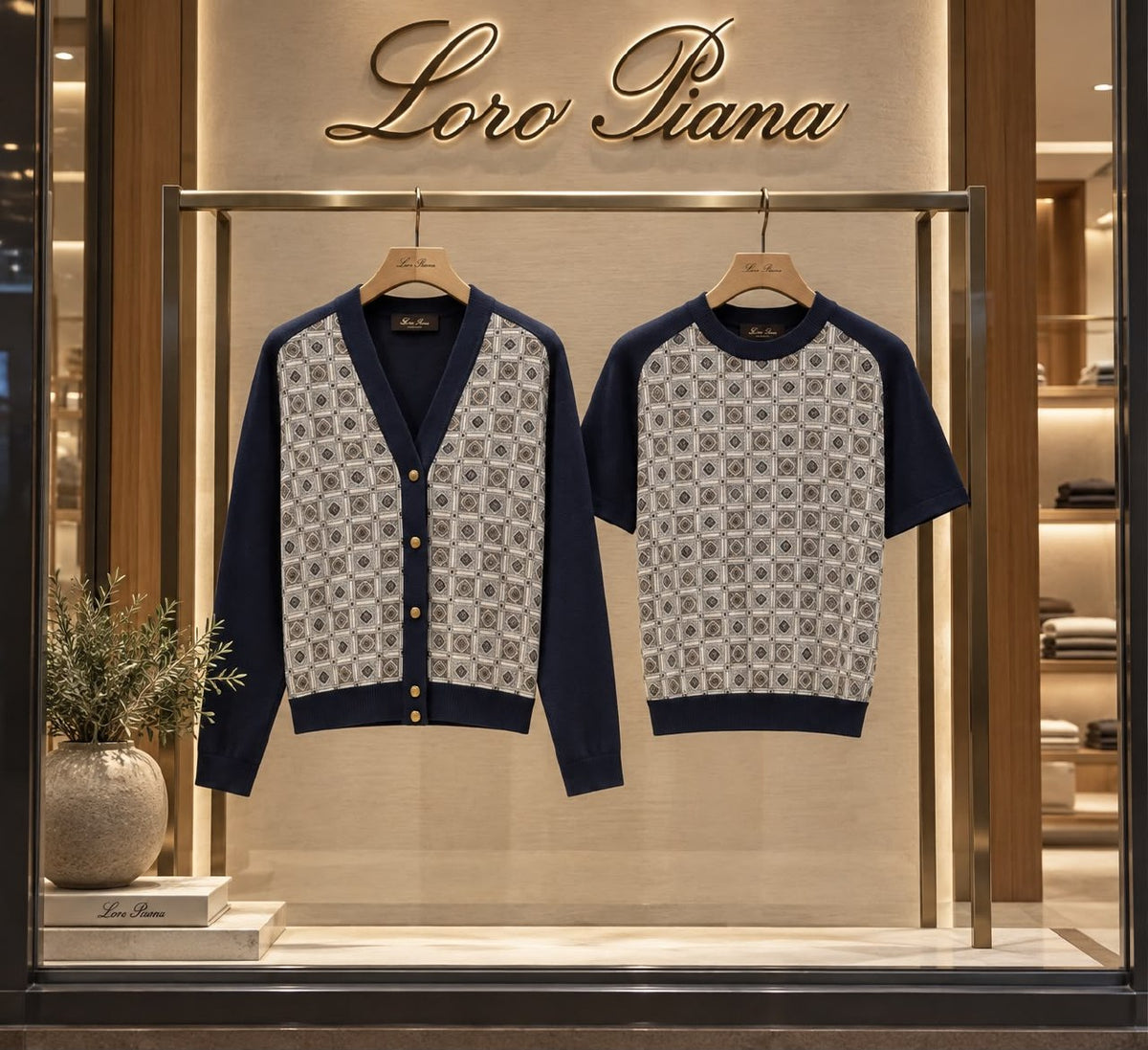 Loro Piana T-Shirt - Off White & Navy