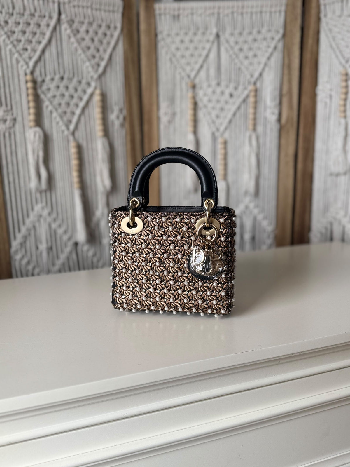 Dior Structured Top-Handle Handbag - Brown