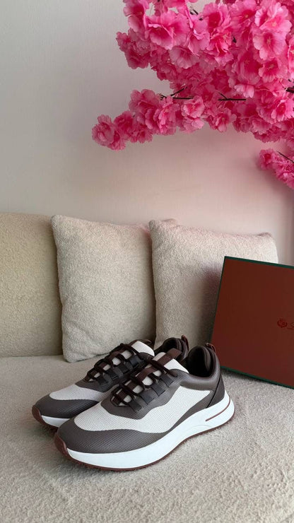 Loro Piana Week End Walk Sneakers - Brown & White